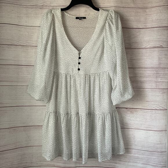 Trixxi White with Black Polka Dot Dress Balloon Pouf Sleeves Size XS - Picture 1 of 14